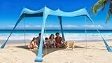 Floving Strand Schatten Zelt Markise 10x10 FT Strand Sonnencreme wasserdichte leichte Blockierung und elastische Sonnenschirm Strandmuscheln (Blau, XL)