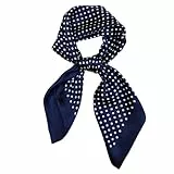GIMIRO Frauen 70x70cm Schal Damen Seidenschal mit Polka-Dot-Muster, Navy Blau und Weiß, Polyester-Satin, Quadratisch Krawatte Hahnentritt-Bandana (Navy Dots)