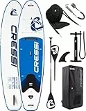 CRESSI seit 1946 - Ultra Isup Kayak Set - Aufblasbares SUP Board mit Sitz Erwachsene Große Stabilität Strapazierfähigkeit Komplett Zubehör Paddel Flosse Pumpe Tasche - Weiß/Blau_320x81x8 cm Max 130 kg