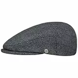 Bugatti Herringbone Wool Driver Flatcap Schirmmütze Schiebermütze Herren - mit Schirm, Futter, Futter Herbst-Winter Winter - L (58-59 cm) blau