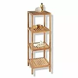 WENKO Regal Norway mit 4 Böden, offenes Standregal mit 3 Ablagen aus massivem Walnussholz geölt mit natürlichem Holzöl, hochwertig verarbeitetes Wohnregal für den Haushalt, 36 x 112 x 36 cm, Natur
