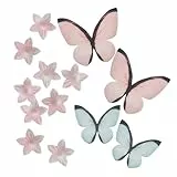 dekora - Cupcake und Tortendeko Essbar Kit - Essbare Blumen und Schmetterlinge für Torte - Aus Esspapier, Glutenfrei, Zuckerfrei und Laktosefrei - 15 x 72 x 170 mm - 39 Stück