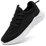 LANGFEUU Damen Turnschuhe Sneaker Schuhe Damen Sportschuhe Laufschuhe Tennisschuhe Outdoor Running Damen Walkingschuhe Straßenlaufschuhe rutschfest Atmungsaktiv Leichtgewichts Schwarz Weiß 38