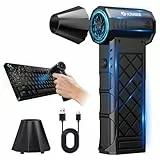 XJUGEZ Elektrische Staubgebläse, 130.000 U/min Wiederaufladbar Staubgebläse mit 4-Gang,Tragbarer Mini-Gebläse im Diamant-Design für PC, Tastatur, Hausreinigung, Auto, Blätter, Schnee, Kamera, Schwarz