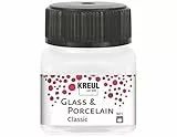 KREUL 16238 - Glass & Porcelain Classic metallic perlmuttweiß, im 20 ml Glas, brillante Glas- und Porzellanmalfarbe auf Wasserbasis, schnelltrocknend, deckend, Weiß
