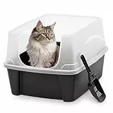 Iris Ohyama Katzenklo mit Schaufel, bis 7 kg, Schwarz, offen, ohne Deckel, Katzentoilette, hoher Abnehmbarer Rand, Für große Katzen, Kätzchen, Toilet, Offene Toilette, BPA-frei, Litter Box, DDCLH-12