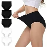 NUOZA Bauchweg Unterhosen Damen Unterwäsche Frauen High Waist Schlüpfer Damen Slips 5er Pack Baumwolle Taillenslips Wochenbett Unterwäsche Pantys Schwarz Weiß 2XL