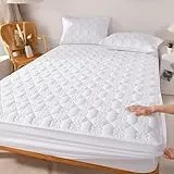 Tolldek Bettlaken mit 2er Kissenbezüge 100x200cm Set Laken, Blumen Muster Spannbettlaken Topper Einfarbig, Matratzenschutz Polyester Baumwolle Tagesdecken Weiß Unterbett als Schutz