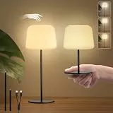 light to hope 2 Stück 3-in-1 LED Tischlampe Kabellos, Mini Dimmbare Nachttischlampe Mit Touch, USB Aufladbar Mit Akku, 3 Stufen Warmlicht Mit Speicherfunktion, Schutzart IP44, Für Indoor Und Outdoor