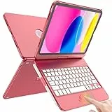 TQQ Hülle mit Tastatur für iPad A16 11 Generation 2025/10 Generation 2022(11/10.9 Zoll), mit Präzisions-Trackpad, Notebook-ähnlicher Tastatur mit 7-Farbige Hintergrundbeleuchtung, 360° Drehbar