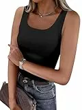 DUOEASE Top Damen Sommer Ãrmellose Basic Tank Top U Ausschnitt Sexy Oberteile Damen Elegant Schwarz M