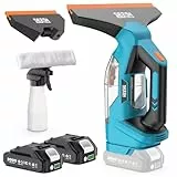 Fenstersauger Set mit 120 Minuten Akkulaufzeit, Elektrischer Fensterreiniger mit 28cm+17cm Saugdüse, 150ml Wassertank, 2x 2000mAh Akku, Geeignet für Fenster, Fliesen und Spiegel