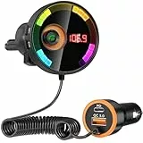 Bluetooth Adapter Auto FM Transmitter Bluetooth Transmitter für Auto Bluetooth, QC3.0-Schnellladung, Leistungsstarkes Mikrofon, HiFi-Bassklang, Freisprechen, UnterstüTzung für USB-/TF-Laufwerke