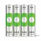 GP ReCyko AAA Akku NiMH 850 mAh, 1,2V, 4 Stück aufladbare Batterien AAA, sehr geringe Selbstentladung, vorgeladen für sofortige Benutzung