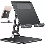 OMOTON Aluminium Tablet Ständer, Faltbare Tablet Ständer Halterung Tisch Halter mit Stabiler Metallbasis für alle iPad/iPad Pro/Tablets bis 13 Zoll, Schwarz