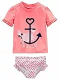 Simple Joys by Carter's Baby-Mädchen 2-Piece Assorted Rashguard Rash-Guard-Set, Lachsrosa Krabbe/Rosa Ankermuster, 5 Jahre