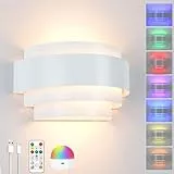 Lampop Wandleuchte Ohne Stromanschluss Wandlampe Akku Innen RGB Wandleuchte Akku mit Abnehmbarer Glühbirne Wiederaufladbar Kommt mit Fernbedienung 16 Farben mit Einstellbarer Helligkeit