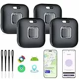 2026 [Zertifiziert von Apple und Google] Tracker Tags 4 Stück (schwarz), Hoxe Bluetooth Smart Tag Tracker, kompatibel mit Applefind My und Google, Android Find Hub, Objektracker für Koffer/Schlüssel