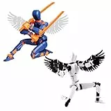 HEOUCH 2 Stücke Action Figure, Action Figures mit Flügeln, 3D Druck Von Beweglichen Figuren mit Mehreren Gelenken, 4 Waffen 3 Gesten Actionfiguren, Selbstzusammenbau, Mehrere Modi zum Spielen