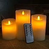 Flintronic LED Kerzen - 3 Stück 10/12.5/15CM Flammenlose Teelichter Mit Realistisch Blinkender Flamme - 10-Tasten Fernbedienung - Für Hochzeit, Festival, Weihnachtsdekoration