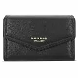 FORRICA Damen Geldbörse Elegant Kleine Brieftasche Reißverschluss Portemonnaie Multifunktion Kartenhalter Frauen PU Leder Geldbörsen Schwarz
