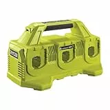 RYOBI 18 V ONE+ 6-Fach-Akku-Ladestation RC18640, 4,0 A Ladestrom, USB-Anschluss, Wandmontierbar, ohne Akku