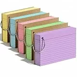 Koogel Karteikarten A7 mit Metallringen, 400er Set in 5 Farben – Lernkarten für Studium, Anatomie, Notizen, Abitur, Vokabeltraining, 10,5 x 7,3 cm