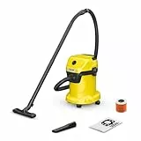 Kärcher Nass-/Trockensauger WD 3 V-17/4/20, inkl. Patronenfilter, Vliesfilterbeutel, 1.000 W, Kunststoffbehälter: 17 l, Saugschlauch: 2 m und Schlauchaufbewahrung, Blasfunktion, Boden- und Fugendüse