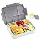 Inngly Kinder Brotdose mit Fächern – 1300ML BPA Frei Bento Box Lunchbox Kinder Vesperdose, Auslaufsicher Mit 5 Fächern, Jausenbox Brotbox für Erwachsene, Mädchen & Jungen, Mikrowelle/spülmaschinenfest