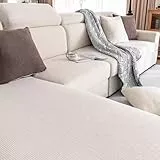 Gleedipre Cord Elastischer Sofabezug Sitzkissen Rückenlehne Kopfstütze Möbelschutzbezug rutschfest Staubdicht Sofa-Spannbettlaken(Cremefarben,95-115 cm x 160-200 cm)