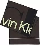 Calvin Klein Damen Schal Logo Bio-Baumwolle, Schwarz (Black/Dark Juniper), Einheitsgröße