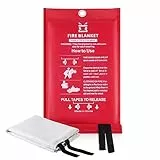 KITOSUN Löschdecke Küche Feuerlöschdecke - Glasfaser Brandschutzdecke Feuerlöscher für Haushalt Fettbrände Fettbrand Büros Garagen Schweißwerkstätten Auto Einfach Effizient 1M Lager (1Stück-1M)