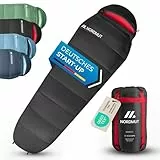 NORDMUT® Schlafsack Erwachsene – kleines Packmaß & Ultraleicht (900/1500g) – 3-Jahreszeiten (250 GSM) & Sommerschlafsack (100 GSM) – Mumienschlafsack für Camping, Outdoor & Festivals