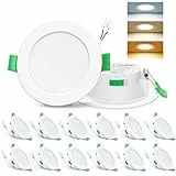 ALUSSO LIGHTING LED Einbaustrahler 230V 7W Deckenspots, 3000K/4000K/6500K Einbauspots, flach Dimmbar Ultra Slim Spots IP44 Deckenstrahler Einbauleuchten für Badezimmer Küche, Rund Weiss 12er Set