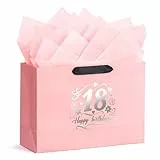 BBLIKE Geschenktüten Set 18.Geschenktüte Geburtstag Rosa Geschenktütchen mit Grußkarten und Sydney Paper Schöne Geschenkverpackung 32 ×22×11cm für Geschenk Jahrestag Muttertag Feier