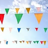 5X XXL Wimpelkette Stoff 100 Meter bunt Girlande Banner Fahne zum Aufhängen Indoor & Outdoor Draußen als Deko Dekoration für Feste, Party & Geburtstage UVM.