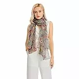 Miss Lulu Damen Mode Schal Vogel Blume Schmetterling Druck Lange Soft Neck Scarf Wickel Stola für Summer Beach Winter (Grau)