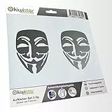 hauptsachebeklebt - 2X Kennzeichenaufkleber -Anonymous Maske Aufkleber für Auto, Laptop, Fahrrad, LKW, Motorrad Mehrfarbig JDM Decal Racing