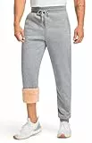 Libin Jogginghose Herren Winter Sporthose Thermo Gefütterte Fleecehose Dicke Warme Winterhose Track Pants Jogger Hose Haushose mit Reißverschluss Taschen Grau 3XL