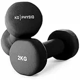 KG PHYSIO Neopren Hanteln Set - Inkl. Fitnessposter mit 32 Übungen, schweißabweisendes Kurzhanteln 2er Set aus Gusseisen, rutschfeste & griffige Fitness Gewichte für Frauen und Männer