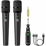 TONOR 2.4G Dual-Mikrofon Kabellos, wiederaufladbares Funkmikrofon Set mit 6,35/3,5 mm Empfänger, 15 m Reichweite Kabelloses Mikrofon für Gesang, Hauspartys, Geburtstage, TW-220