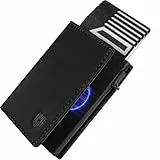 DODENSHA MagSnap Portmonee Herren I Slim Wallet mit Münzfach I Kreditkartenetui Geldbeutel für 10+ Karten I Magnetischer Verschluss Geldbörse Herren I RFID Schutz I Schwarz