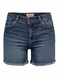ONLY Damen Shorts Kurze Denim Jeans Shorts Knopf und Reißverschluss Sommer Pants, Farben:Dunkelblau, Größe:M