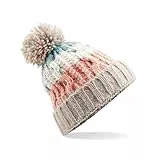 Beechfield Unisex Adults Corkscrew Knitted Pom Beanie Hat Strickmütze, Mehrfarbig (Milkshake Mix 000), Einheitsgröße