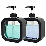 Seifenspender, 2 Stück Duschgelspender, 300 ml Pumpspender, Kleiner Kunststoff Seifenspender, Befüllbar mit Duschgel, Shampoo,Geeignet, Nachfüllbarer Shampoo und Conditioner Spender(Schwarz)