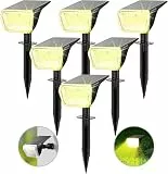 Linkind 60-Led Solarlampen für außen 800Lm, Ultra-lange Leuchtdauer, Warmweiß Solar Gartenbeleuchtung mit intelligentem Entladealgorithmus, IP67 Solar Spots für Einfahrt, Vorgarten, 6 Stück