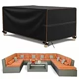 MUPAS Abdeckung Gartenmöbel Winterfest Wasserdicht 420D Oxford Gewebe Schutzhülle Gartenmöbel für Gartentische Terrassenmöbel Rechteckig Kommt mit Aufbewahrungstasche 300 x250 x100cm