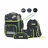 Schneiders Ergolite Outer Space Jungen Schultasche - 9-teiliges Set, Orthopädisch geprüft, mit LED-Leuchtstäben, nachhaltig & ergonomisch