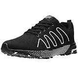 ASHION Turnschuhe Herren Sneaker Laufschuhe Sportschuhe Atmungsaktiv Sneaker Leichte Straßenlaufschuhe,B Schwarz,43 EU