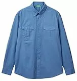 United Colors of Benetton Herren 5kgpuq04s Hemd, blau, XXL
